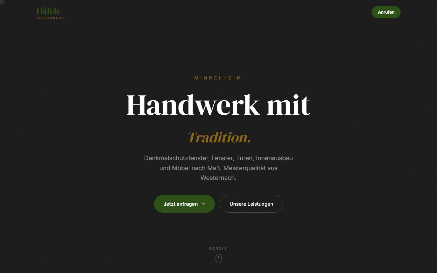 Schreinerei Haefele Website